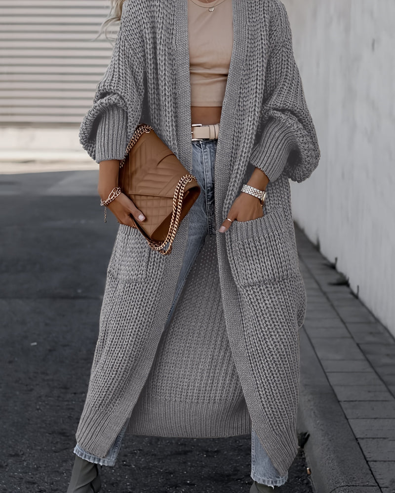 Women's Open-Front Cotton Blend Cardigan with Pockets – Relaxed Fit