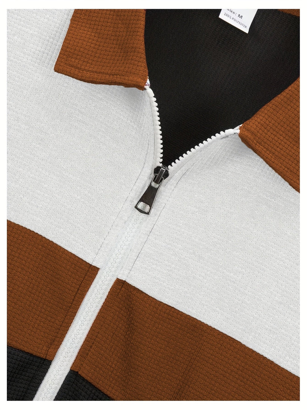 Rust Color-Block Zip-Up Jacket for Men