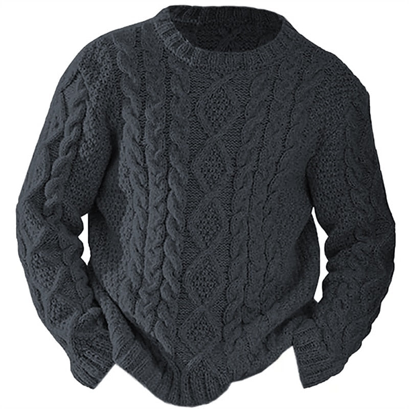 Cable Knit Crew Neck Sweater for Men