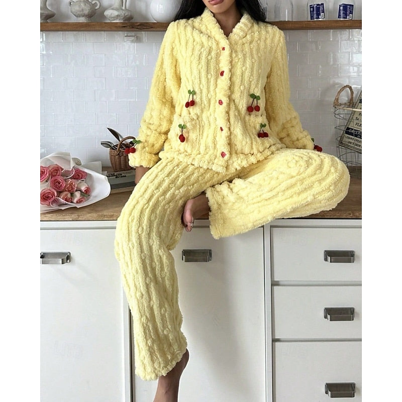 Cherry Two-Piece Set for Women, Cozy Style
