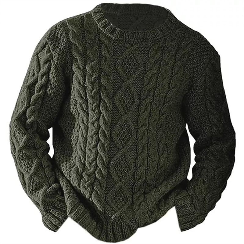 Cable Knit Crew Neck Sweater for Men