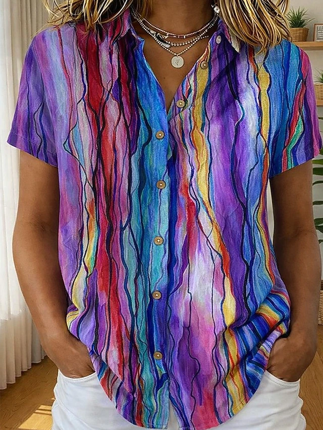 Artful Short-Sleeve Shirt for Women
