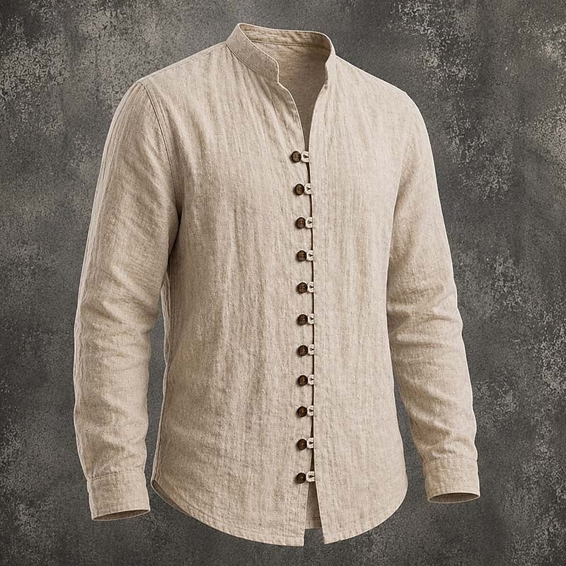 Band Collar Casual Shirt for Men, Plus Size