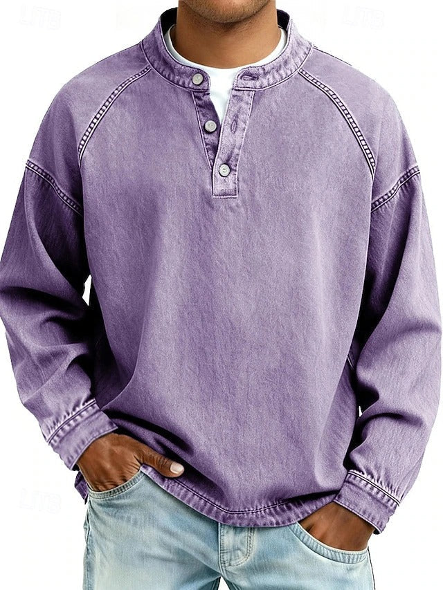Casual Vintage Long Sleeve Shirt for Men, Plus Size