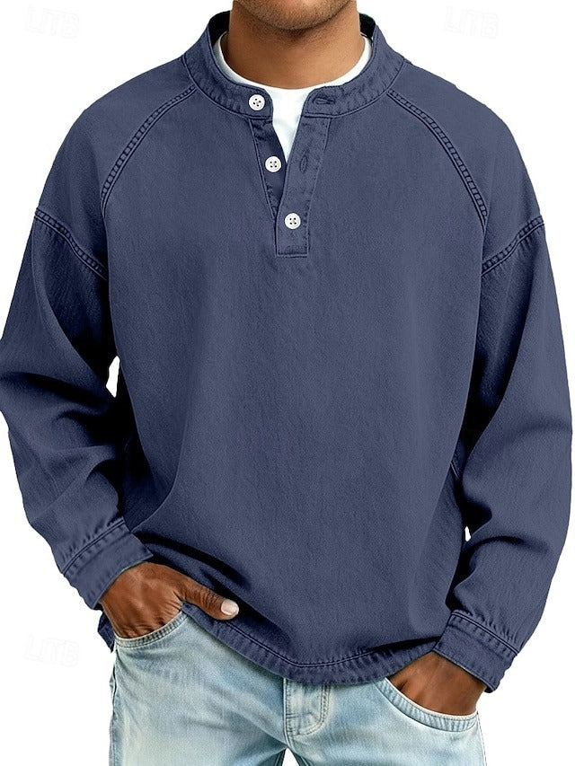 Casual Vintage Long Sleeve Shirt for Men, Plus Size