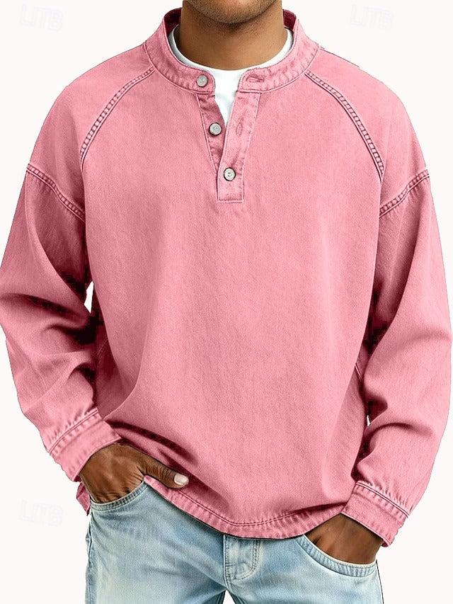 Casual Vintage Long Sleeve Shirt for Men, Plus Size