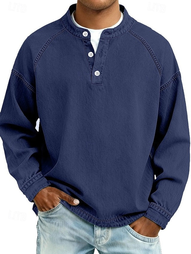 Casual Vintage Long Sleeve Shirt for Men, Plus Size