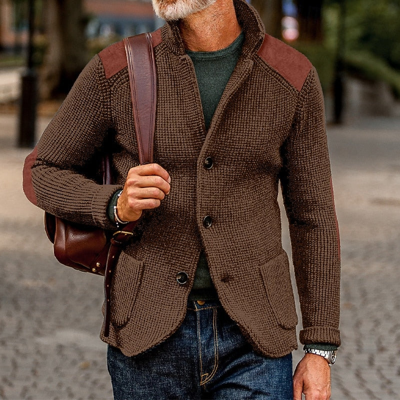 Textured Knit Cardigan for Men