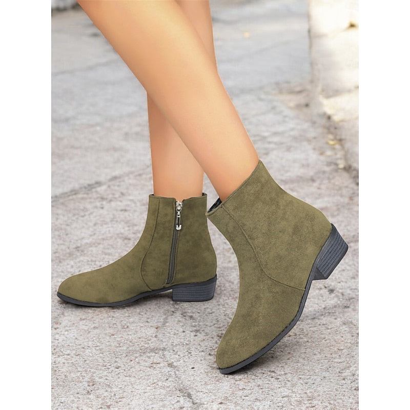 Side-Zip Block Heel Ankle Boots for Women