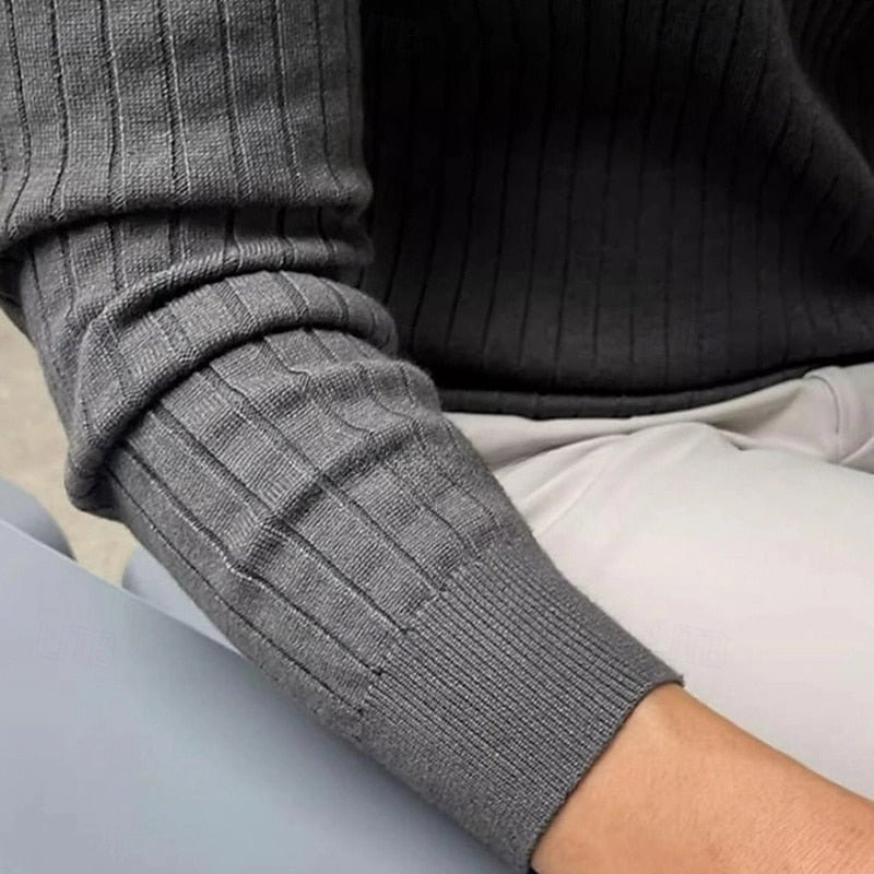 Ribbed Henley Sweater for Men