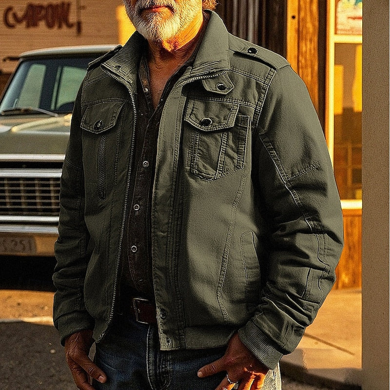 Utility Jacket for Men, Rugged Style, Khaki