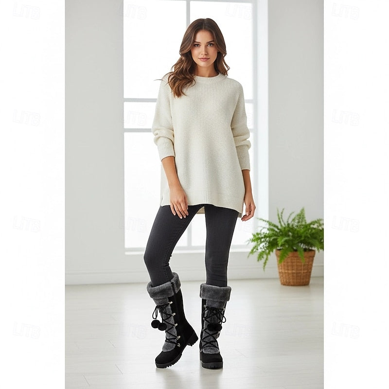 Lace-Up Winter Boots, Women's Cozy Fit