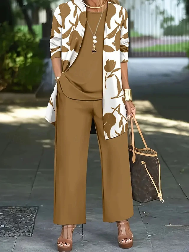 Floral Three-Piece Pants Set for Women
