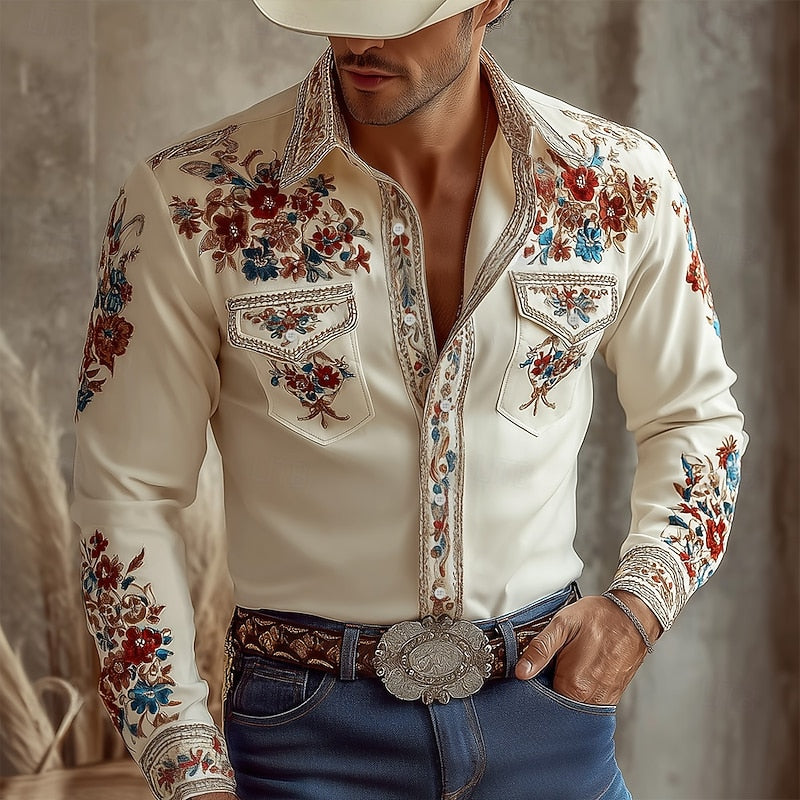Embroidered Western Shirt for Men