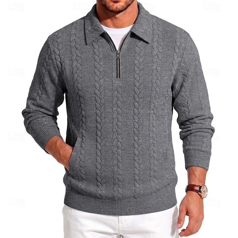 Men's Textured Quarter-Zip Sweater