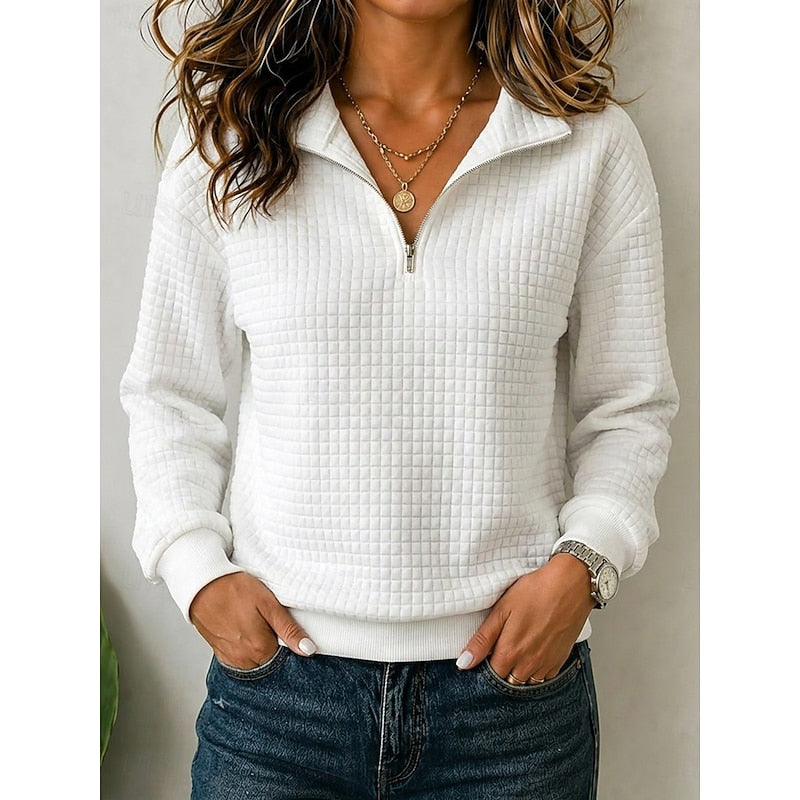 Quarter-Zip Pullover for Women, Textured Style