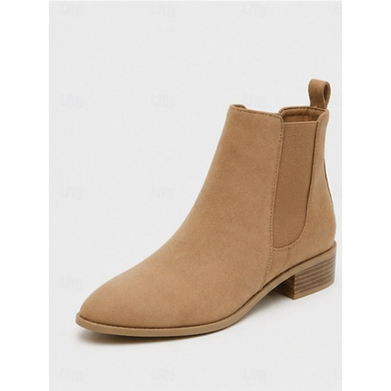 Ladies Pointed-Toe Block Heel Ankle Boots