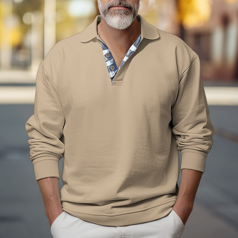 Polo-Collar Sweatshirt for Men, Plus Size