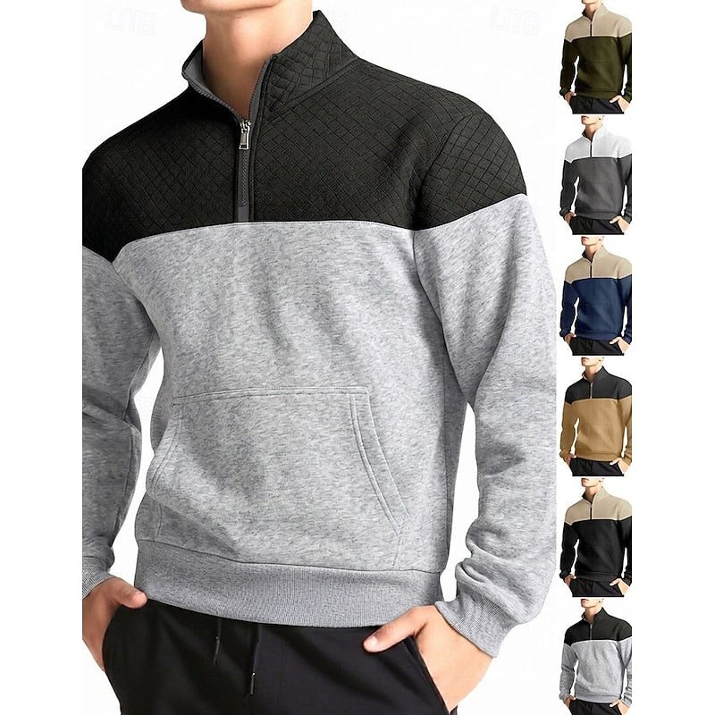 Quarter-Zip Sweatshirt for Men, Textured Style