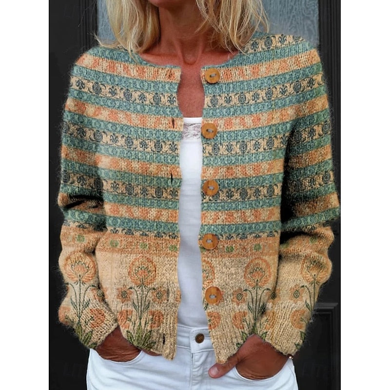 Floral Button-Front Cardigan for Women