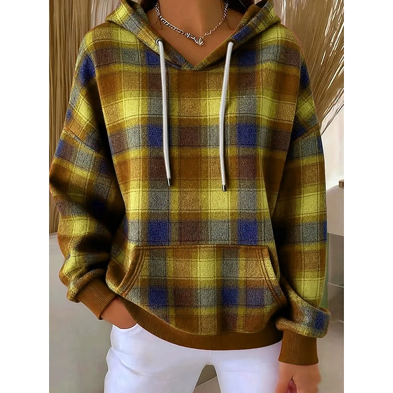 Checked Hoodie for Women, Cozy Style