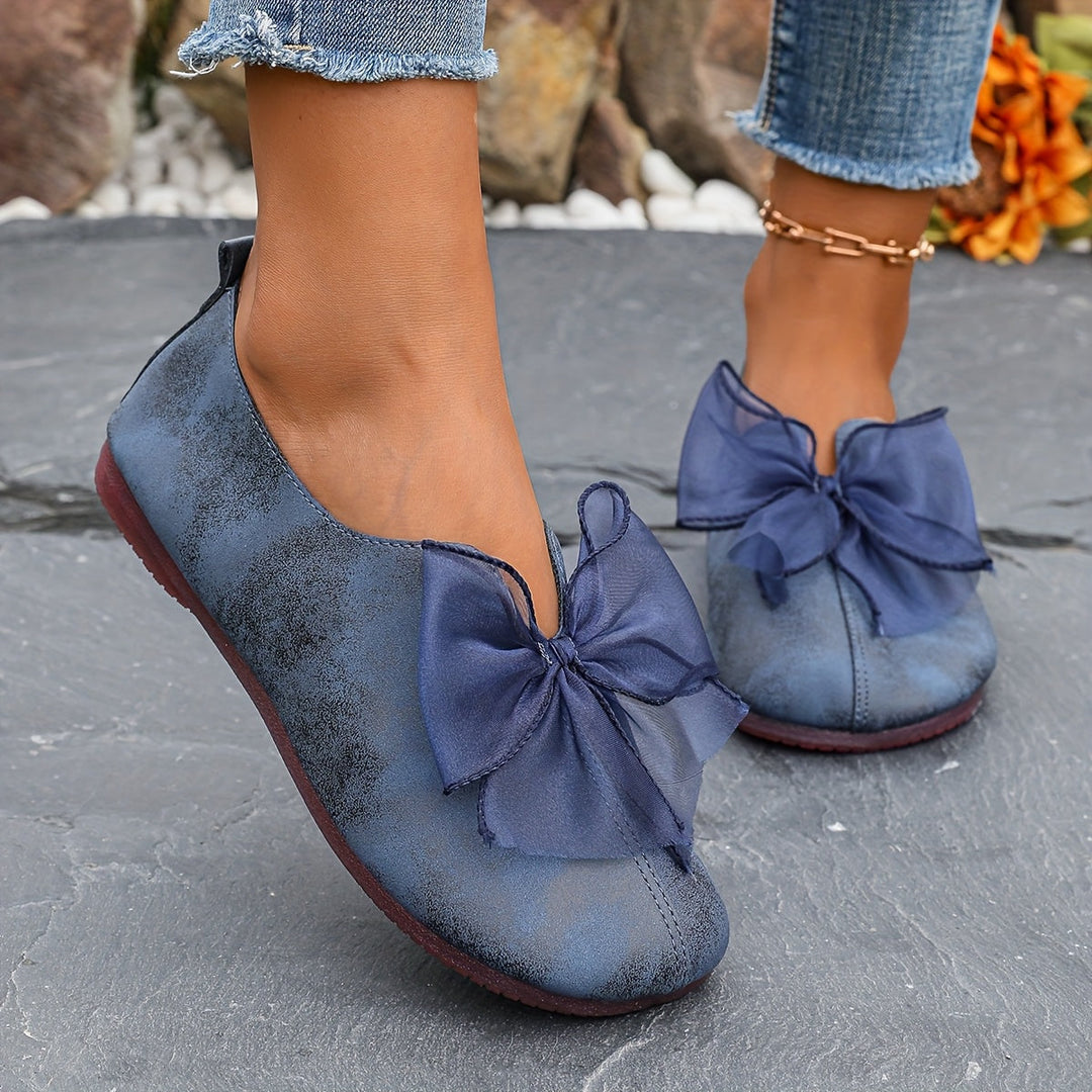 Bow-Accent Slip-On Flats for Women