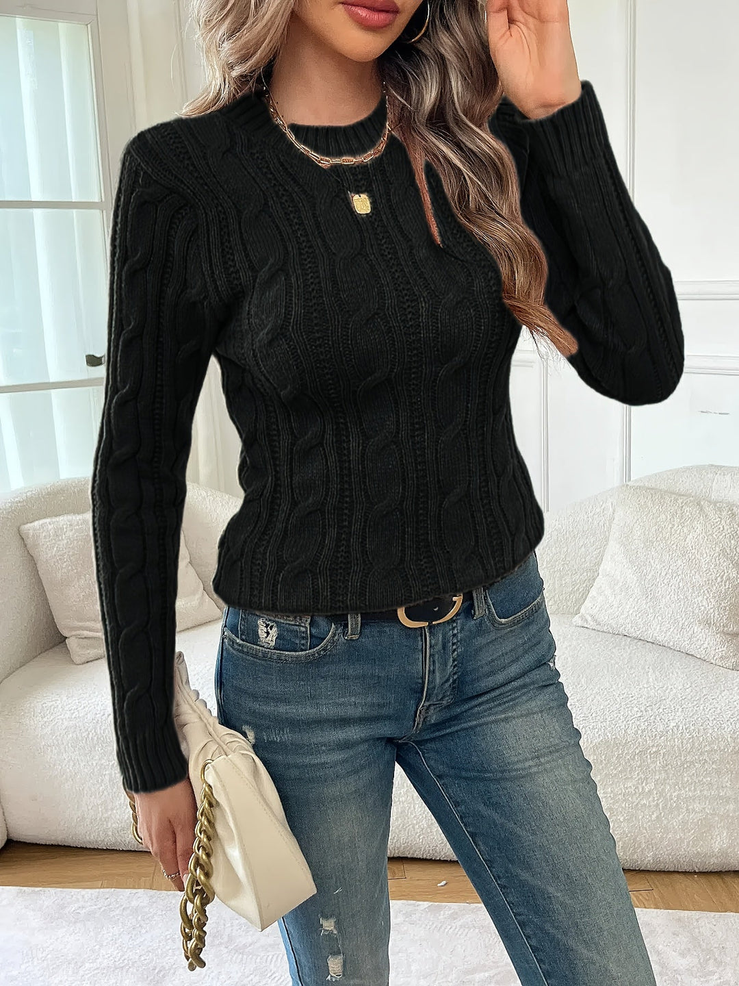 Twist-Knit Sweater for Women, Classic Style