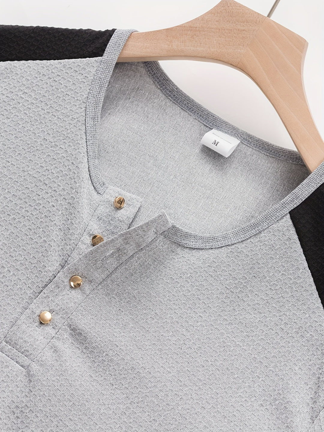 Textured Long-Sleeve Henley for Men, Plus Size