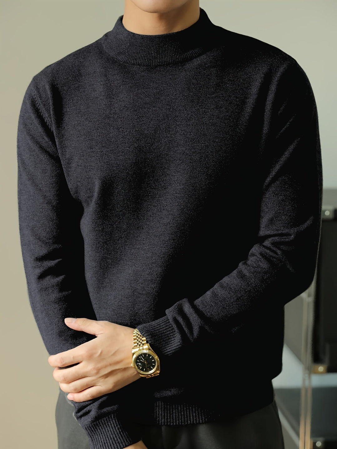 High-Neck Sweater for Men, Refined Style