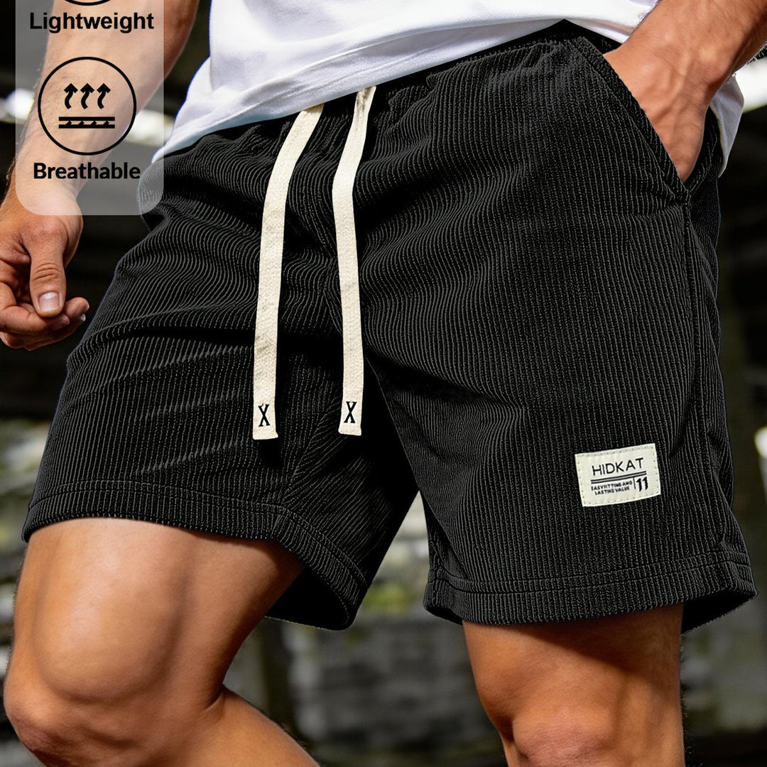 Relaxed Ribbed Drawstring Shorts for Men, Plus Size