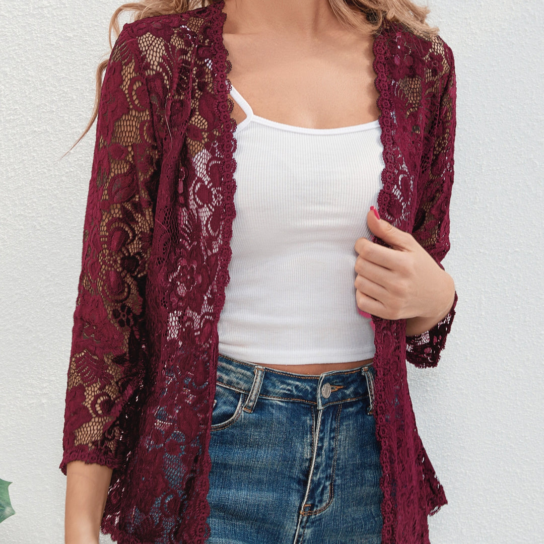 Floral Openwork Cardigan for Women