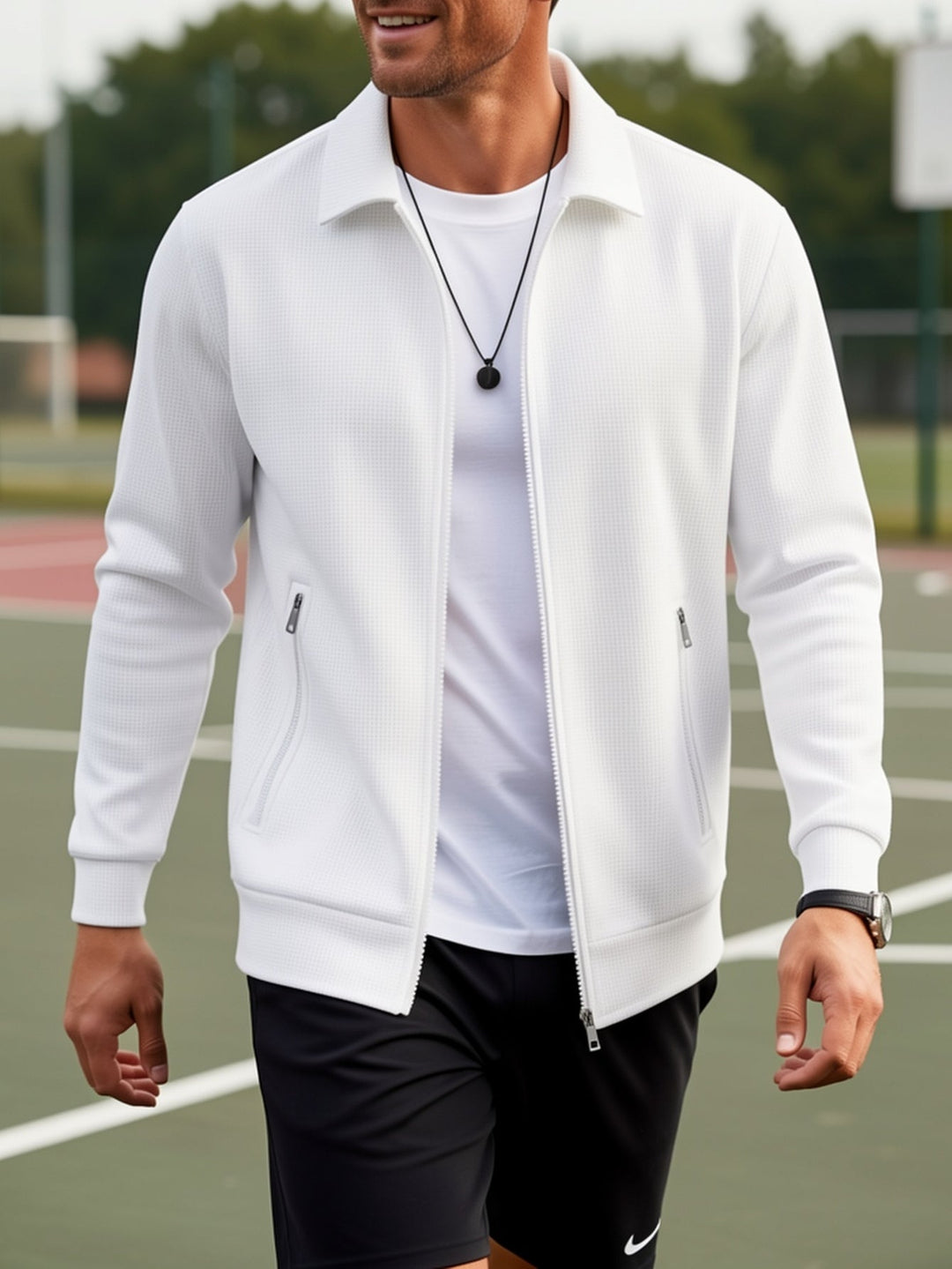 Textured Zip Jacket for Men, Plus Size