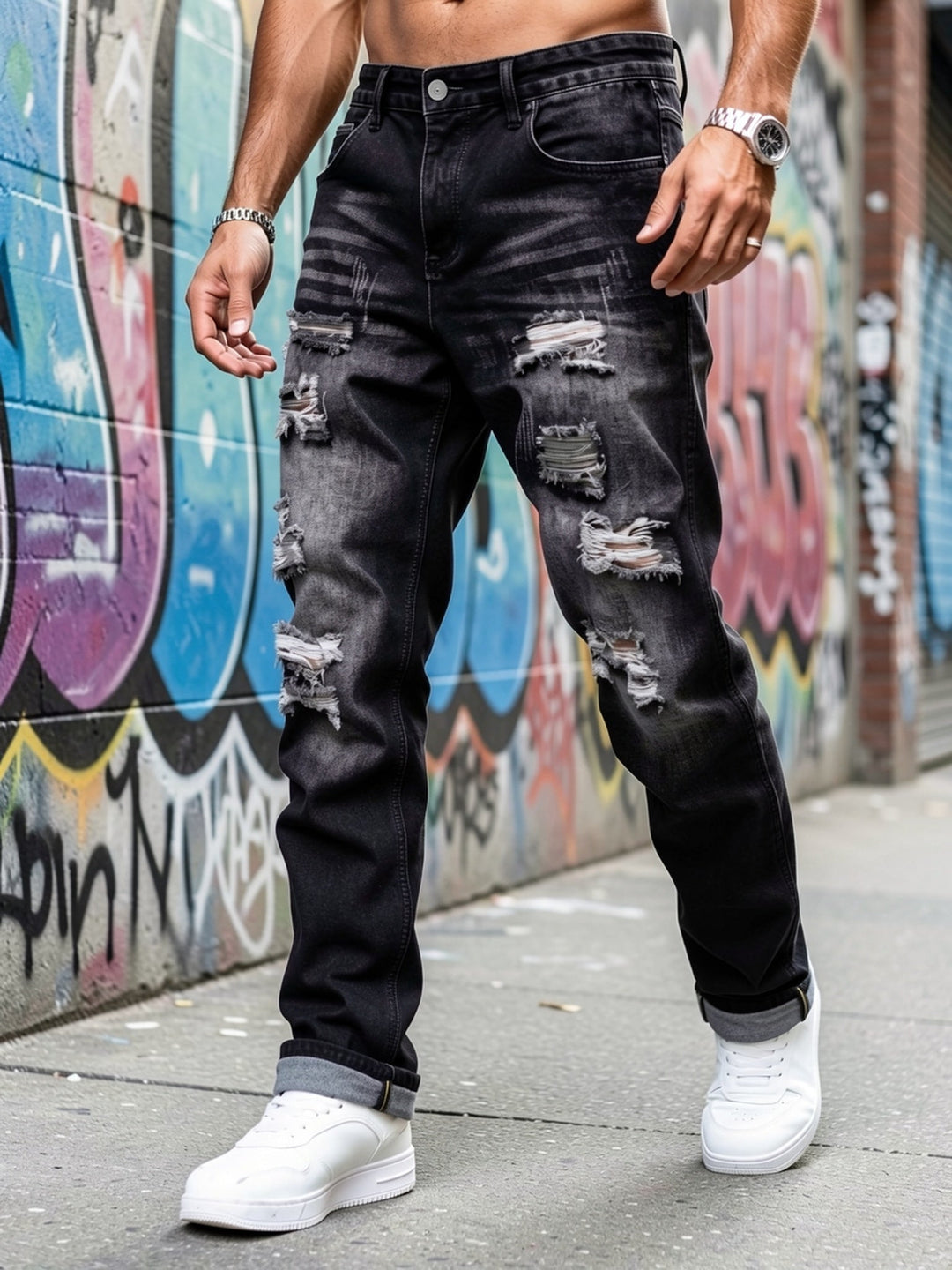 Rugged Straight-Leg Jeans for Men