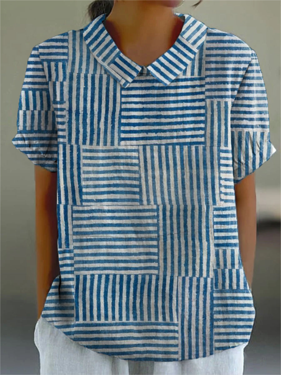 Elegant Striped Patchwork Shirt