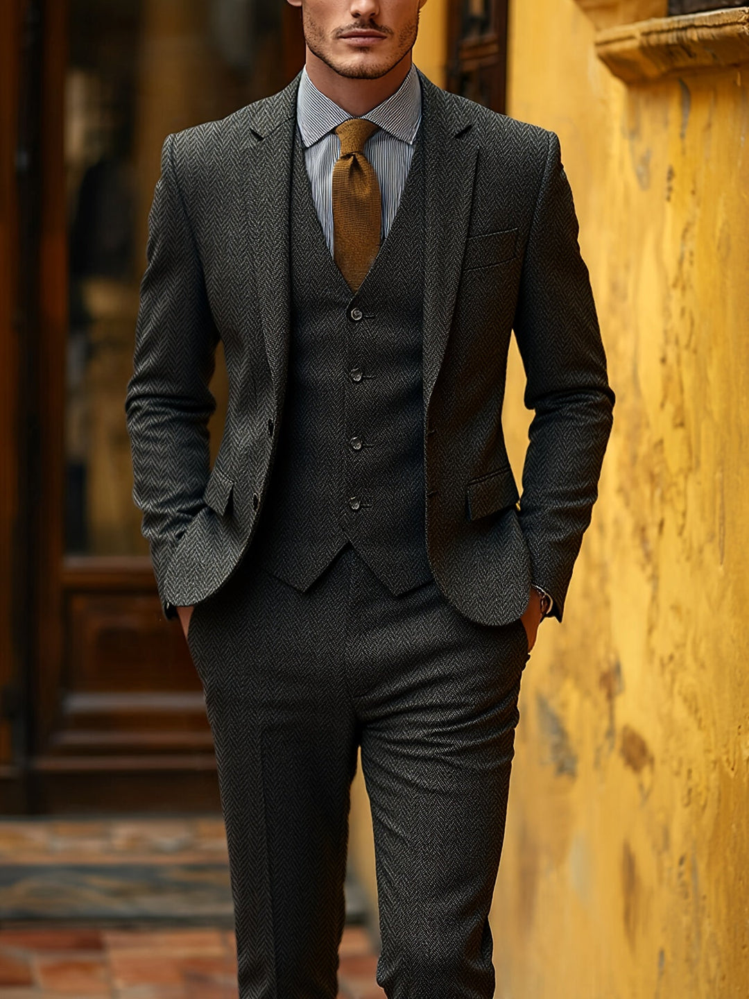 Refined Three-Piece Suit for Men, Plus Size
