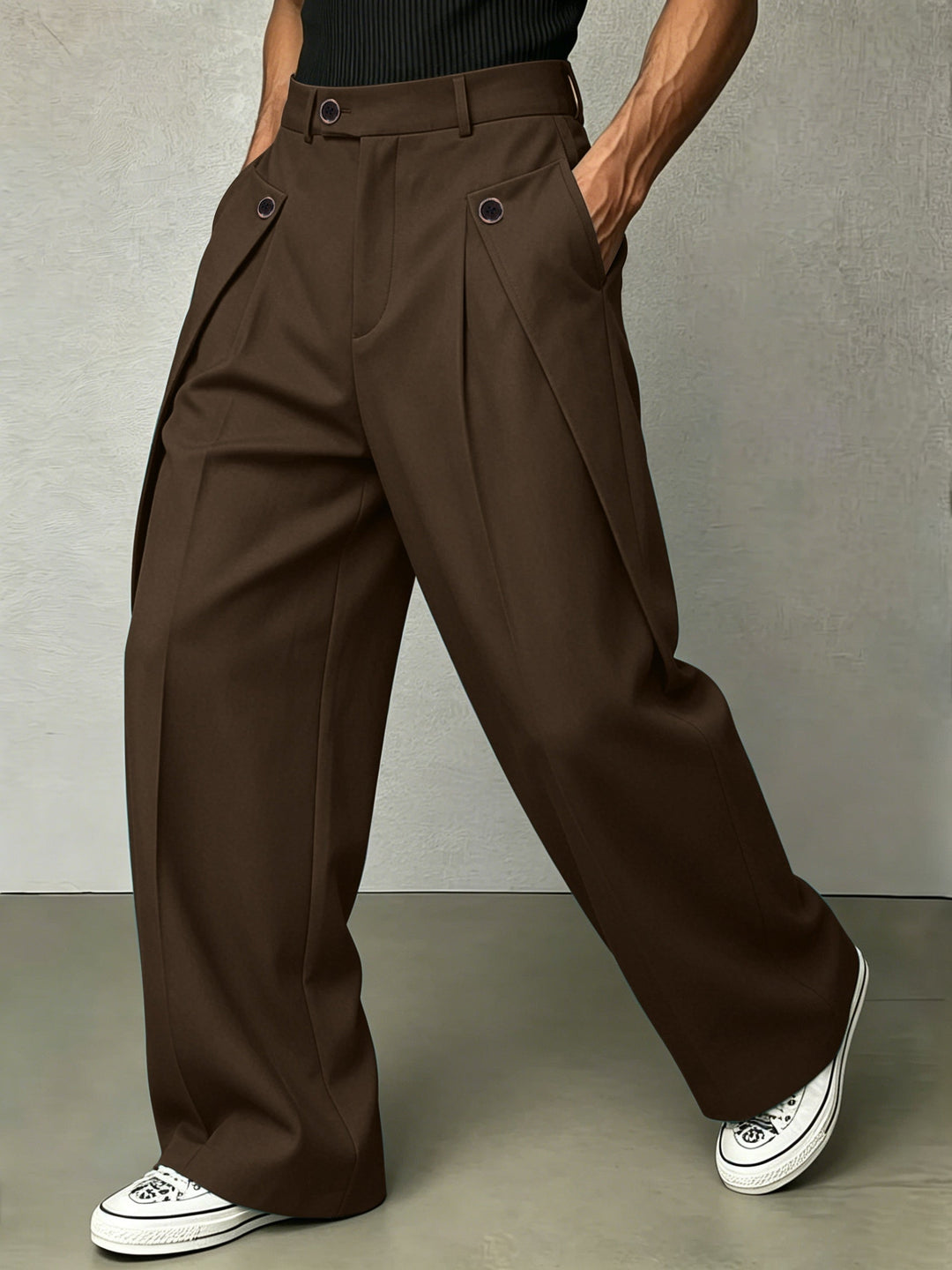Pleated Wide-Leg Trousers for Men