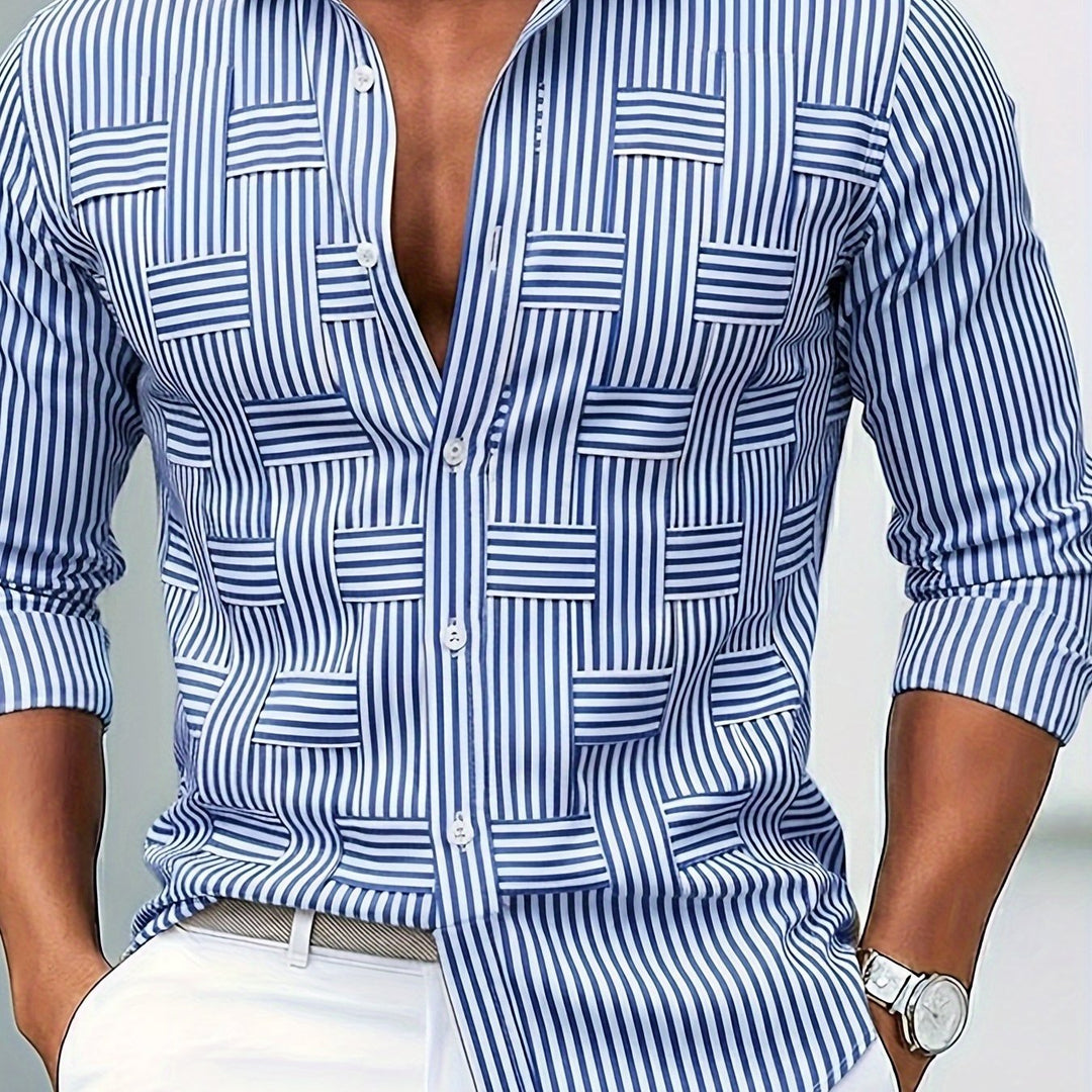 Refined Striped Long Sleeve Shirt for Men