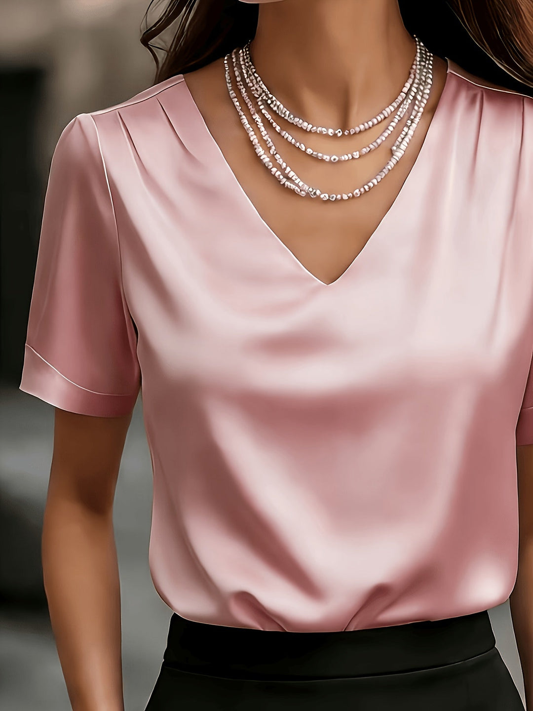 Draped V-Neck Blouse for Women