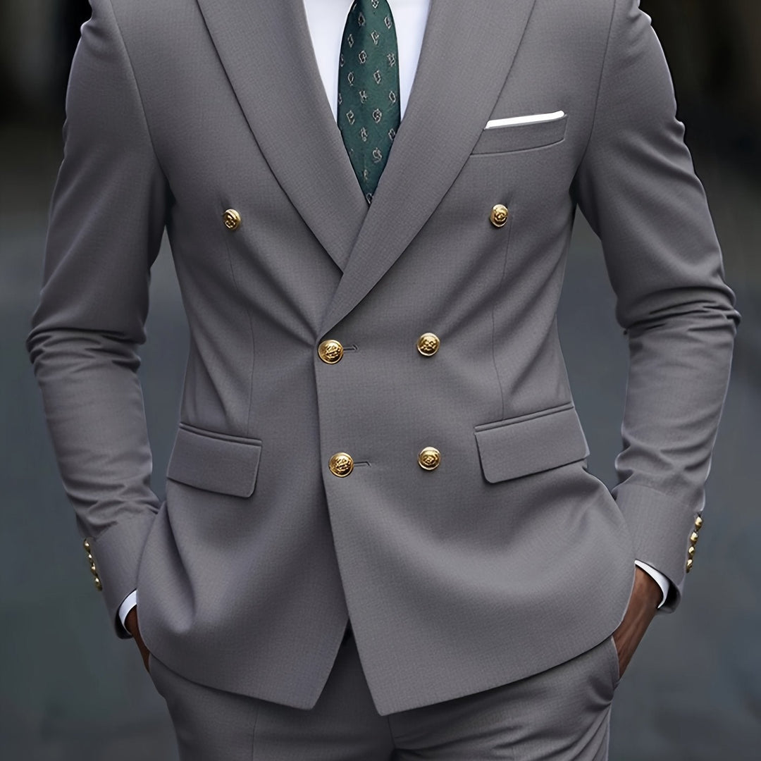Double-Breasted Tailored Suit for Men, Plus Size