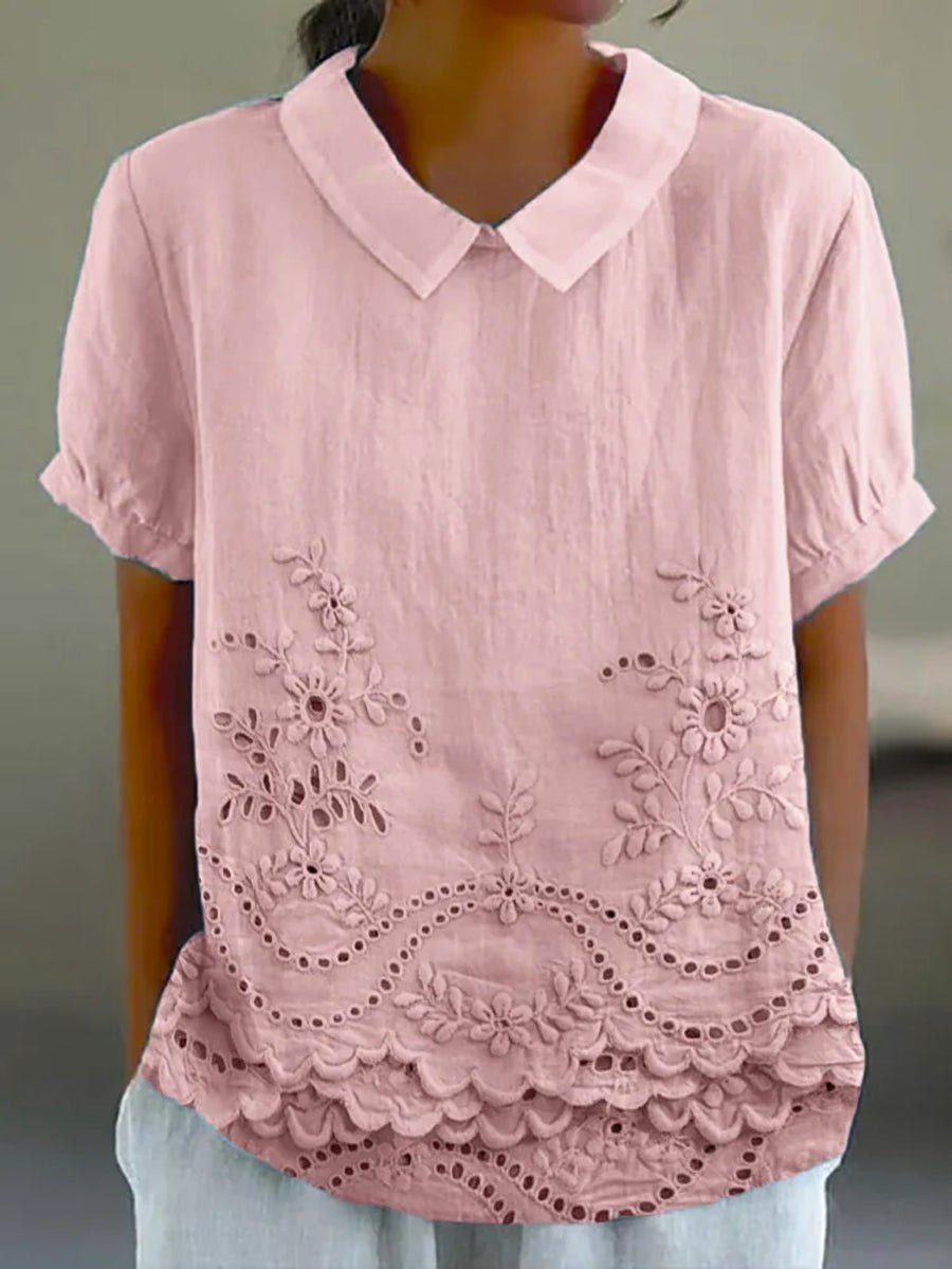 Floral Embroidered Shirt for Women, Elegant Style