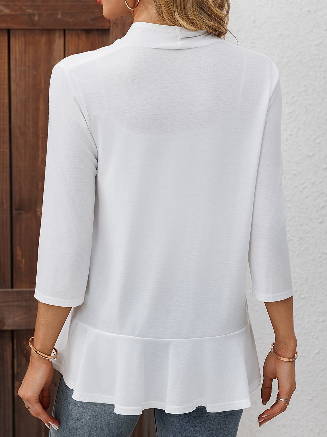 Open-Front Ruffle-Hem Cardigan for Women