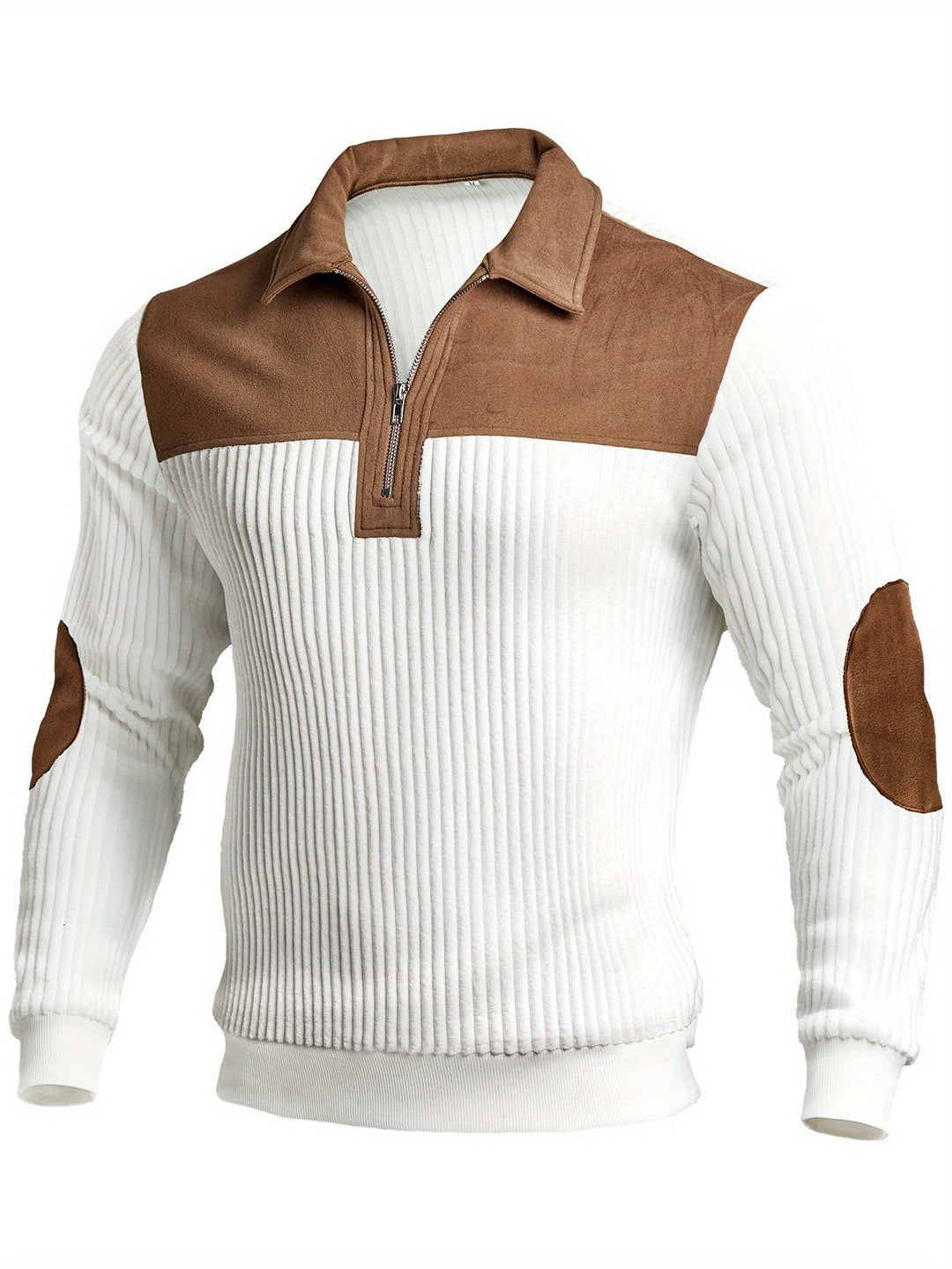 Two-Tone Quarter-Zip Pullover for Men