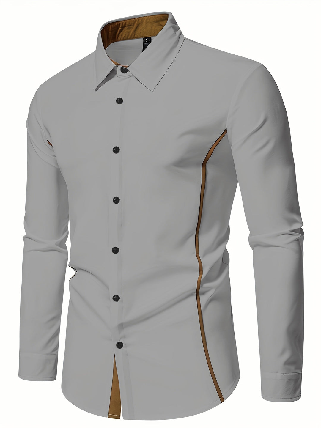 Contrast-Trim Slim Shirt for Men, Plus Size
