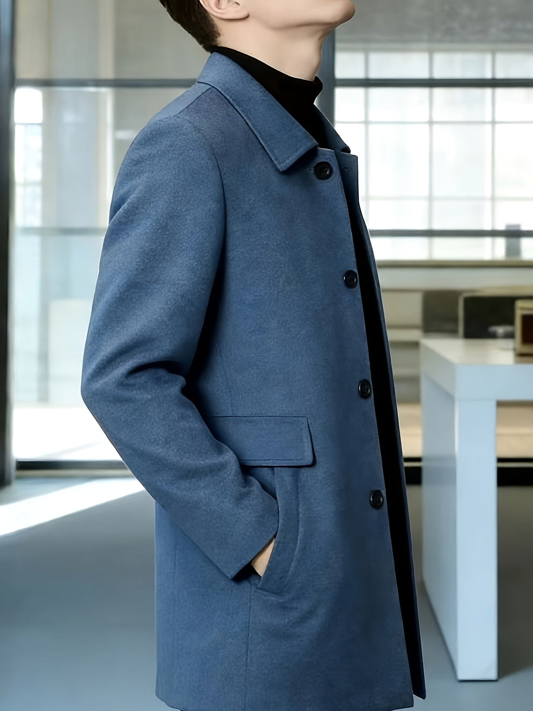 Single-Breasted Overcoat, Men's Refined Fit