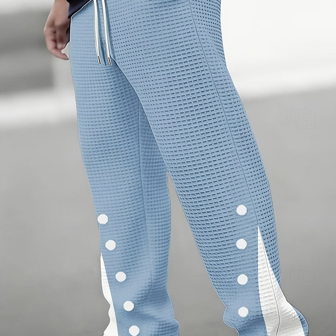 Textured Snap-Side Pants for Men, Plus Size