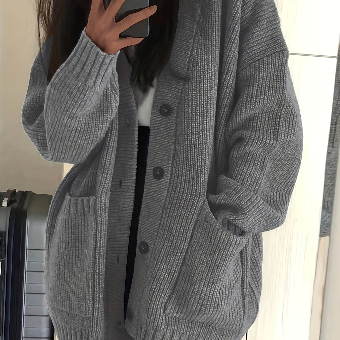 Ladies Relaxed Button-Front Cardigan