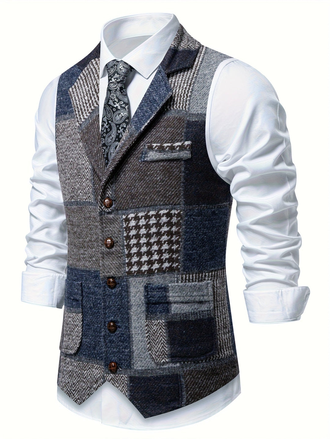 Men's Patchwork Tailored Waistcoat