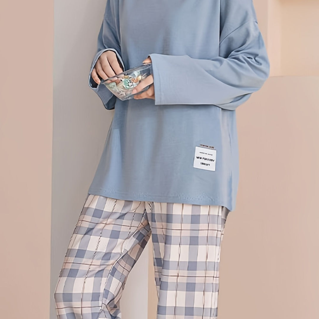 Plaid Two-Piece Set for Women, Relaxed Style