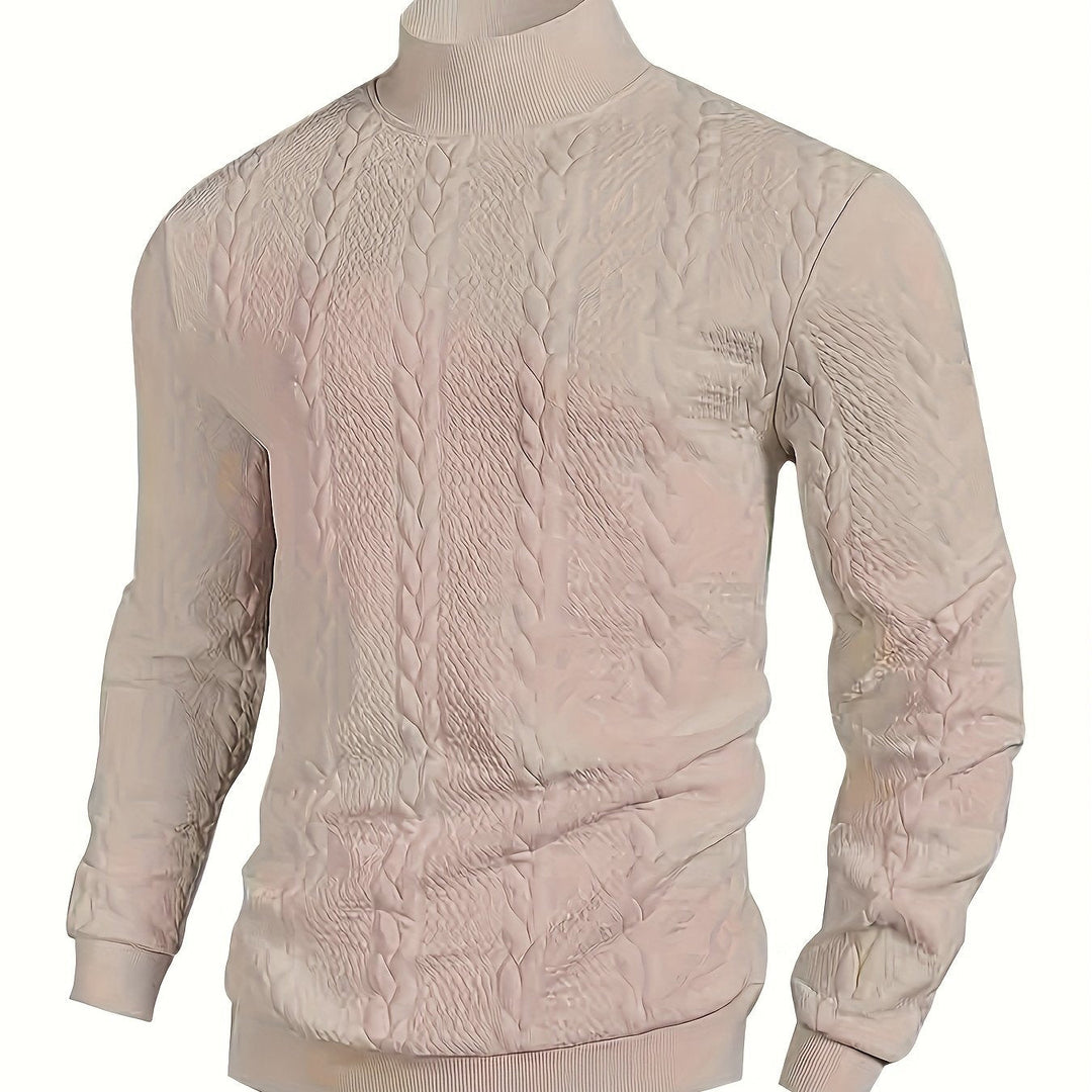 High-Neck Sweatshirt for Men, Textured Style