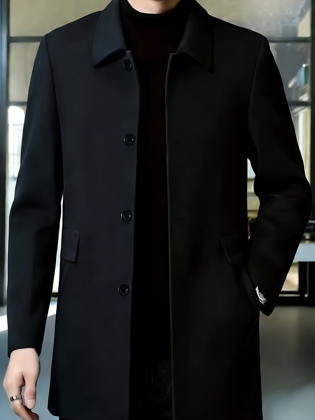 Single-Breasted Overcoat, Men's Refined Fit